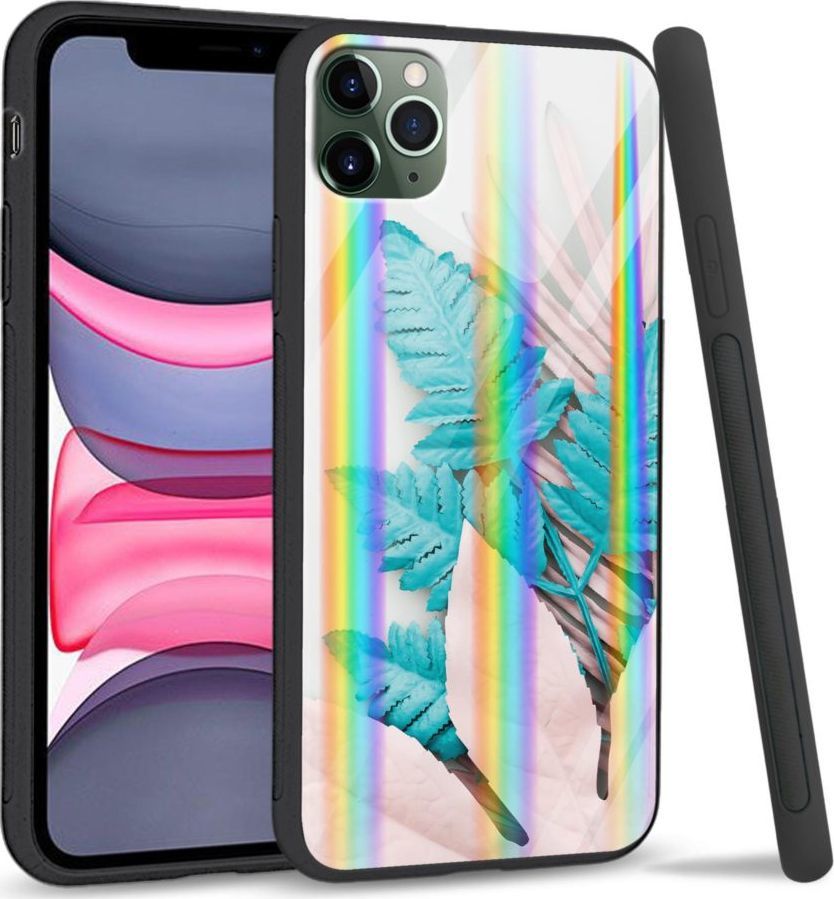 Super Fashion Etui Rainbow Series na Apple iPhone 11 Pro Blue white leaf 1