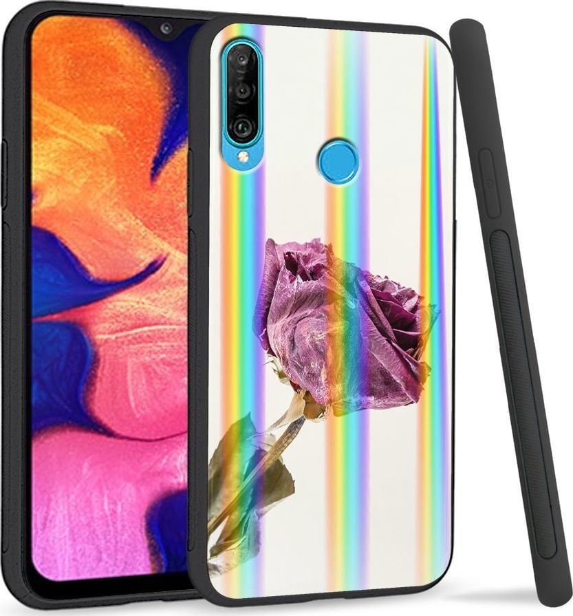 Super Fashion Etui Rainbow Series na Huawei P30 Lite Fioletowa róża 1