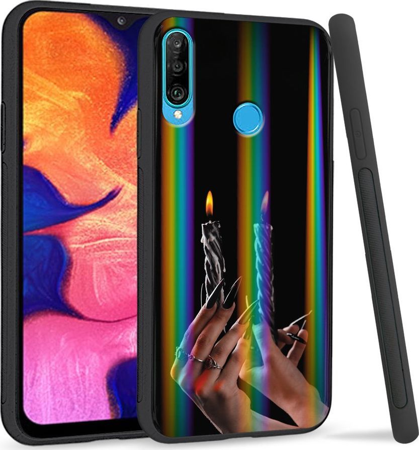 Super Fashion Etui Rainbow Series na Huawei P30 Lite Czarne świeczki 1
