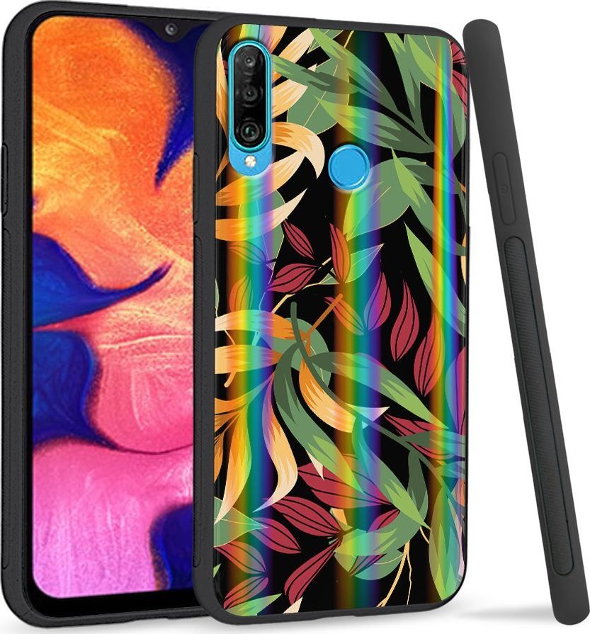 Super Fashion Etui Rainbow Series na Huawei P30 Lite Kolorowe liście 1