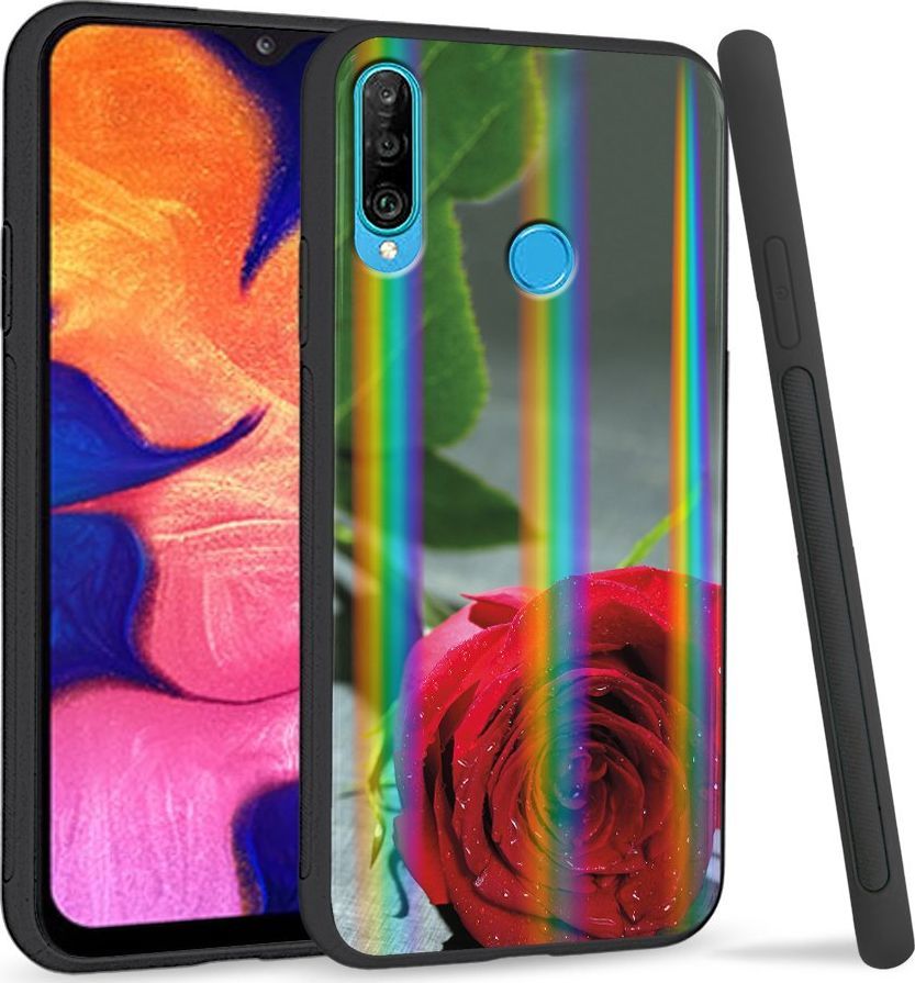 Super Fashion Etui Rainbow Series na Huawei P30 Lite Czerwona róża 1