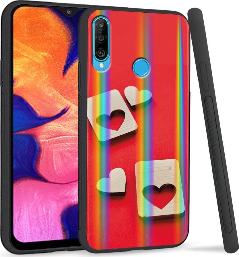 Super Fashion Etui Rainbow Series na Huawei P30 Lite Dwa serca 1