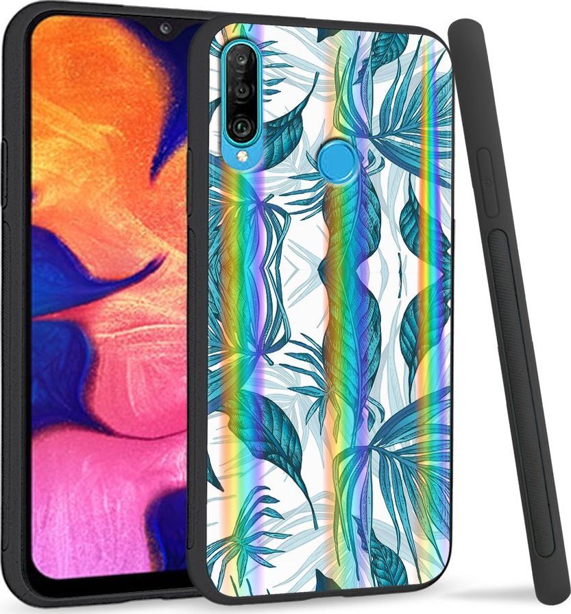 Super Fashion Etui Rainbow Series na Huawei P30 Lite Niebieskie liście 1