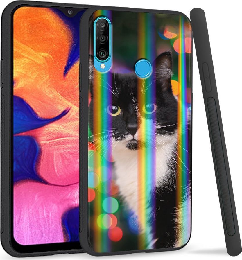 Super Fashion Etui Rainbow Series na Huawei P30 Lite Uroczy kot 1