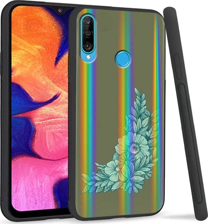 Super Fashion Etui Rainbow Series na Huawei P30 Lite Niebieskie kwiaty 1