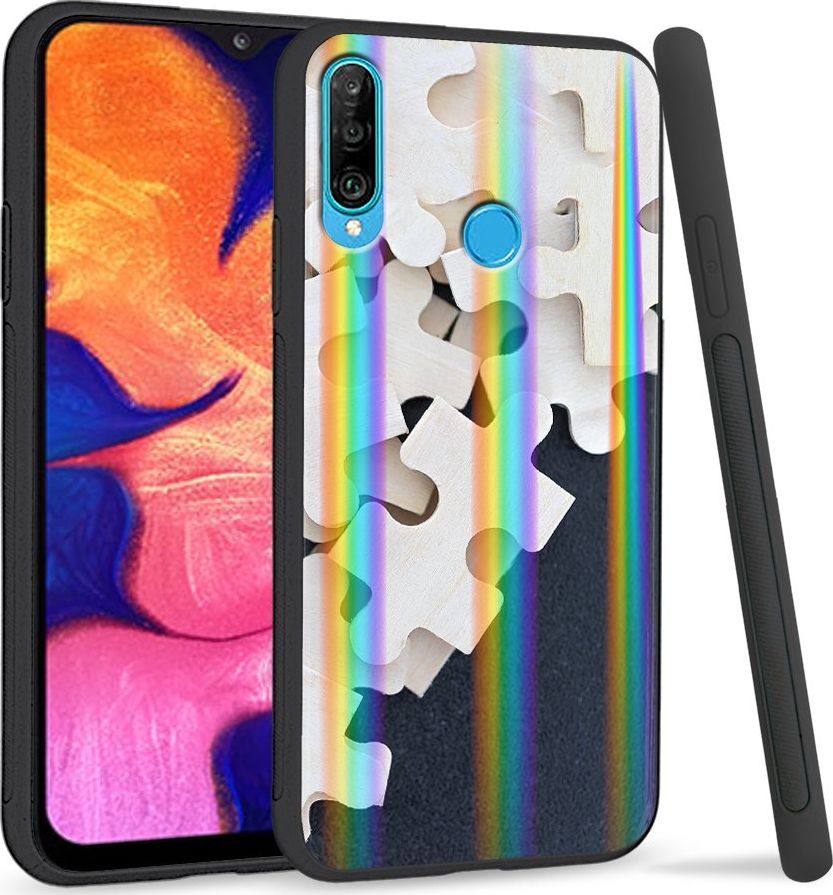 Super Fashion Etui Rainbow Series na Huawei P30 Lite Drewniane puzzle 1