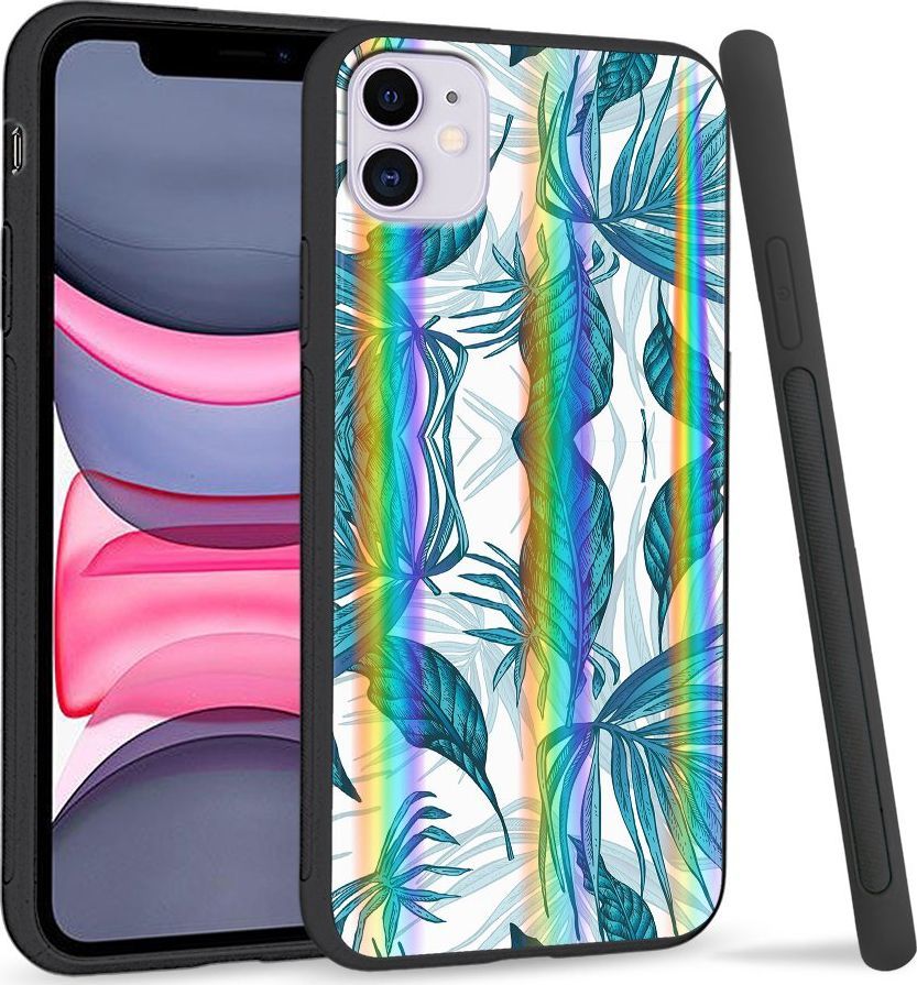 Super Fashion Etui Rainbow Series na Apple iPhone 11 Niebieskie liście 1