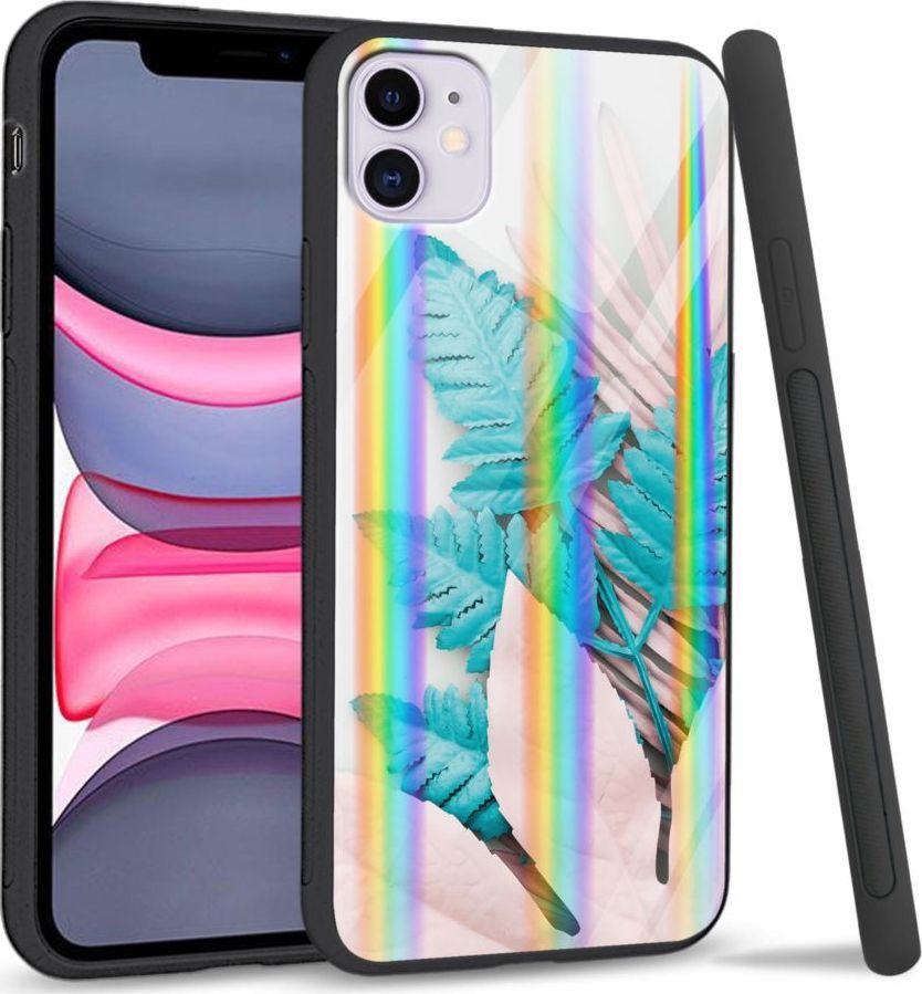 Super Fashion Etui Rainbow Series na Apple iPhone 11 Blue white leaf 1