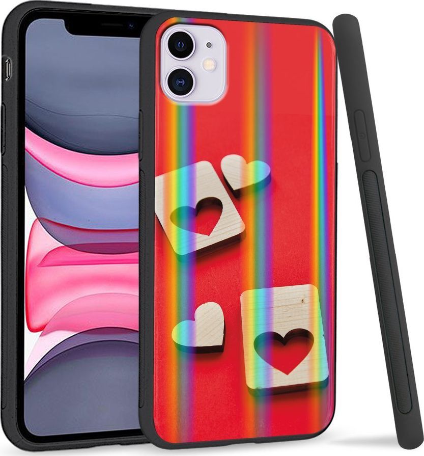 Super Fashion Etui Rainbow Series na Apple iPhone 11 Dwa serca 1