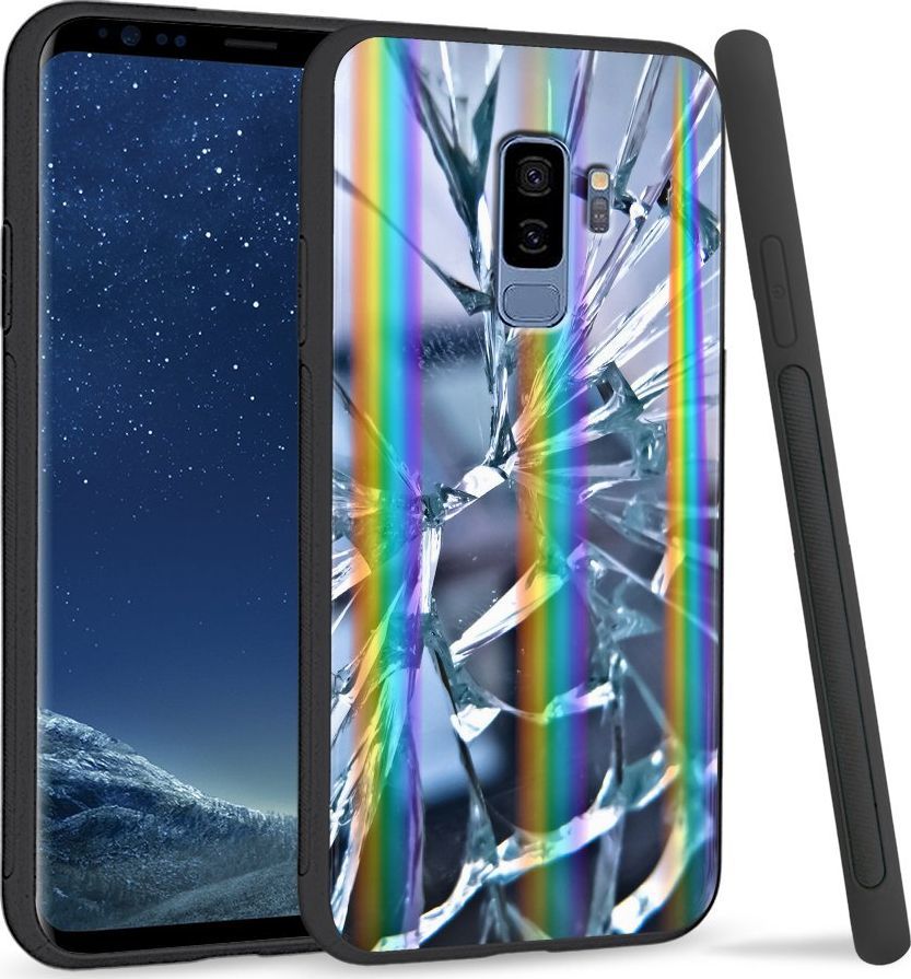 Super Fashion Etui Rainbow Series na Samsung S9 Plus Pęknięte szkło 1