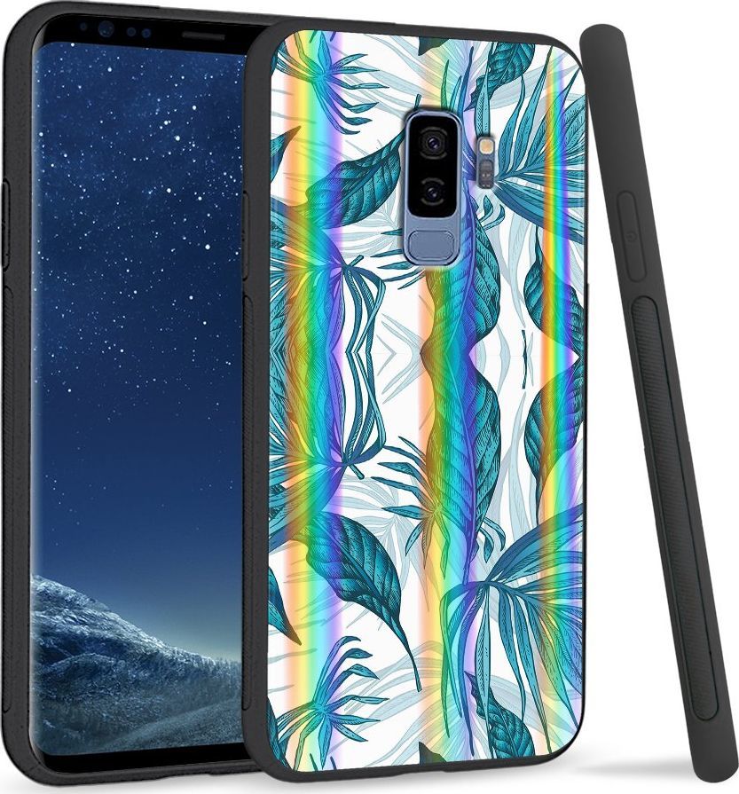 Super Fashion Etui Rainbow Series na Samsung S9 Plus Niebieskie liście 1