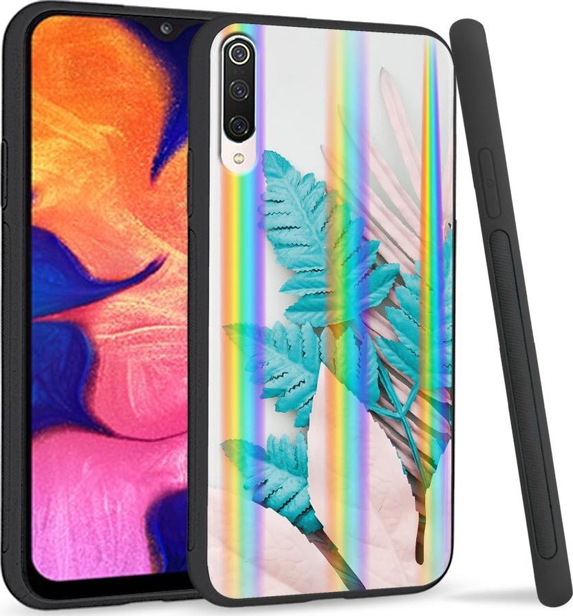 Super Fashion Etui na telefon Xiaomi Mi9 Rainbow Case Blue white leaf 1