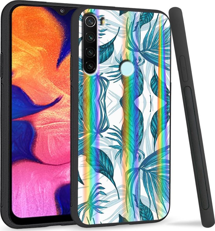 Super Fashion Etui Rainbow Series na Xiaomi Redmi Note 8 Niebieskie liście 1