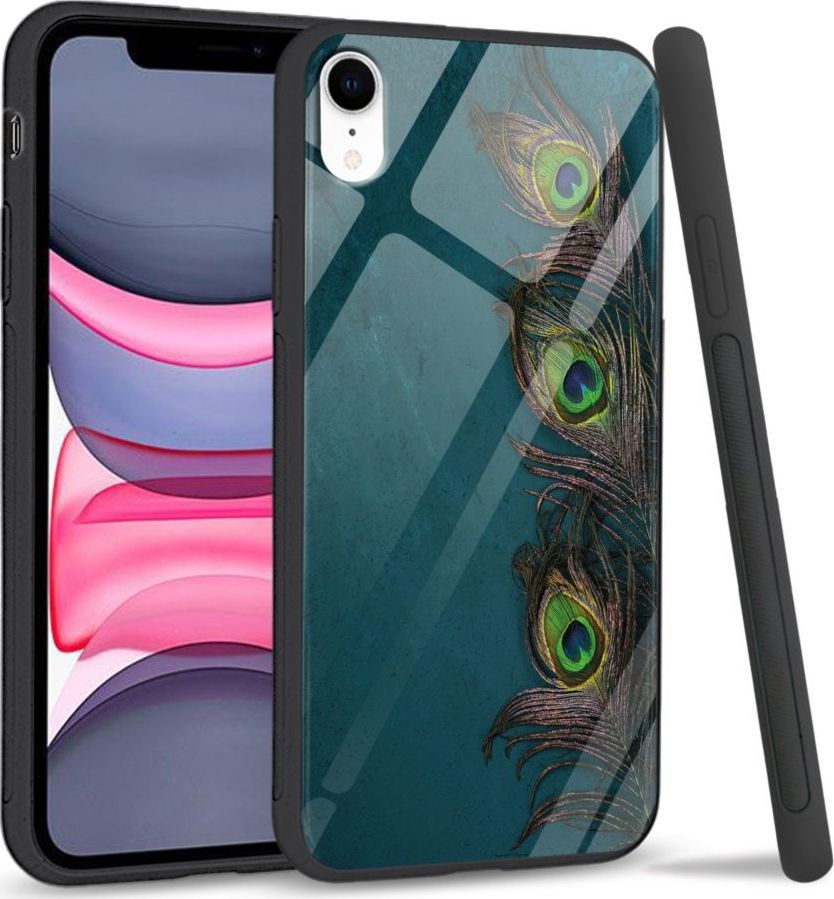 Super Fashion Etui na telefon Apple Iphone XR Premium Case Three Peacock Feathers 1