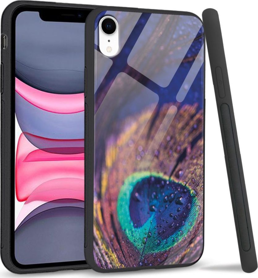 Super Fashion Etui na telefon Apple Iphone XR Premium Case Peacock Feather Closeup 1