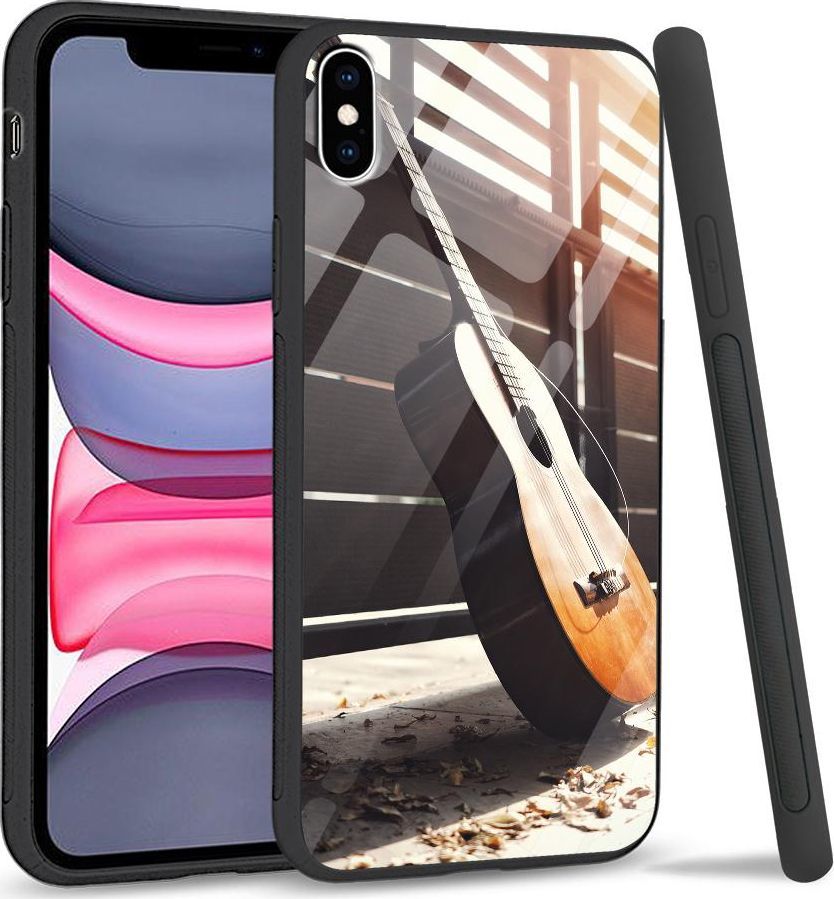 Super Fashion Etui na telefon Apple Iphone XS Max Premium Case Wooden Guitar 1