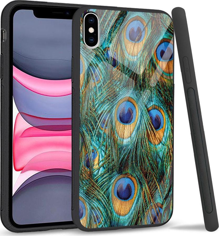 Super Fashion Etui na telefon Apple Iphone XS Max Premium Case Peacock Feather Bunch 1