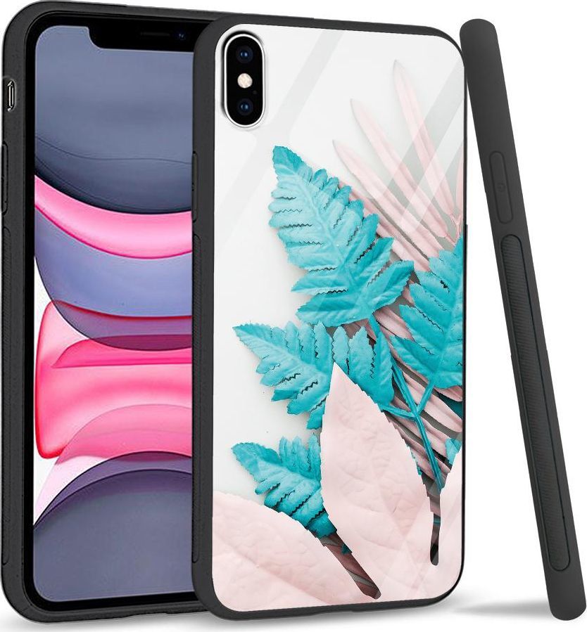 Super Fashion Etui na telefon Apple Iphone XS Max Premium Case Blue white leaf 1