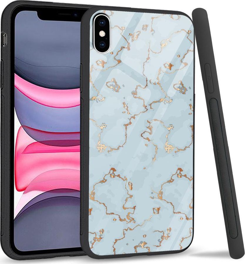 Super Fashion Etui na telefon Apple Iphone XS Max Premium Case Golden blue granite 1