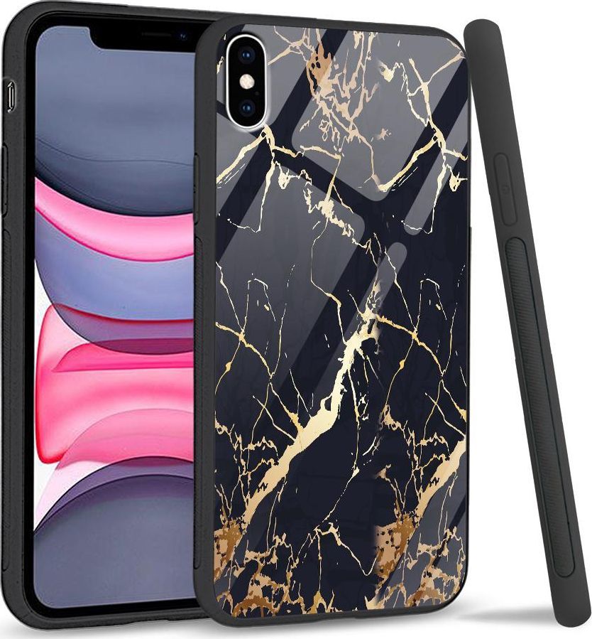 Super Fashion Etui na telefon Apple Iphone XS Max Premium Case Black gold granite 1