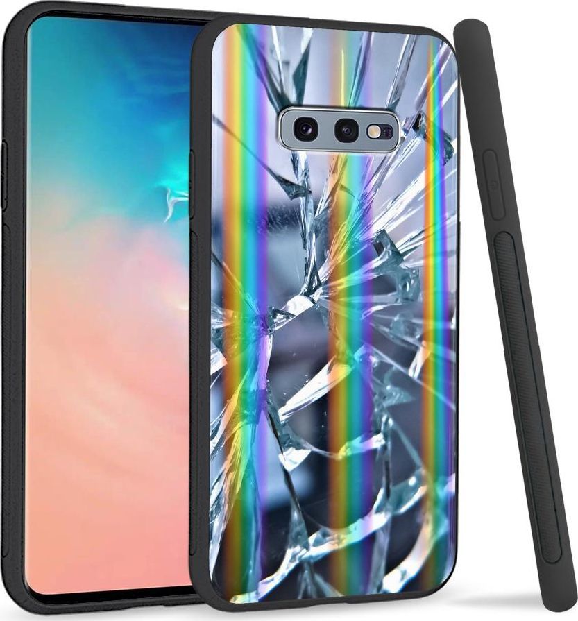 Super Fashion Etui na telefon Samsung S10E Rainbow Case Pęknięte szkło 1