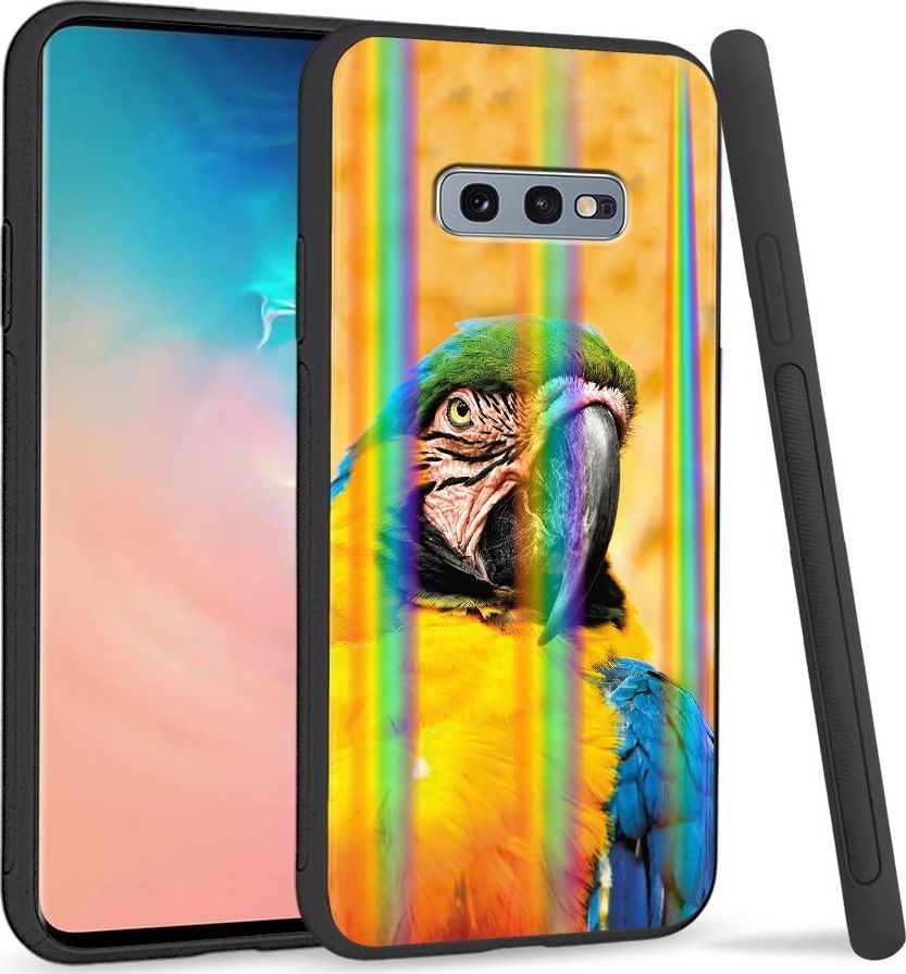 Super Fashion Etui na telefon Samsung S10E Rainbow Case Papuga 1