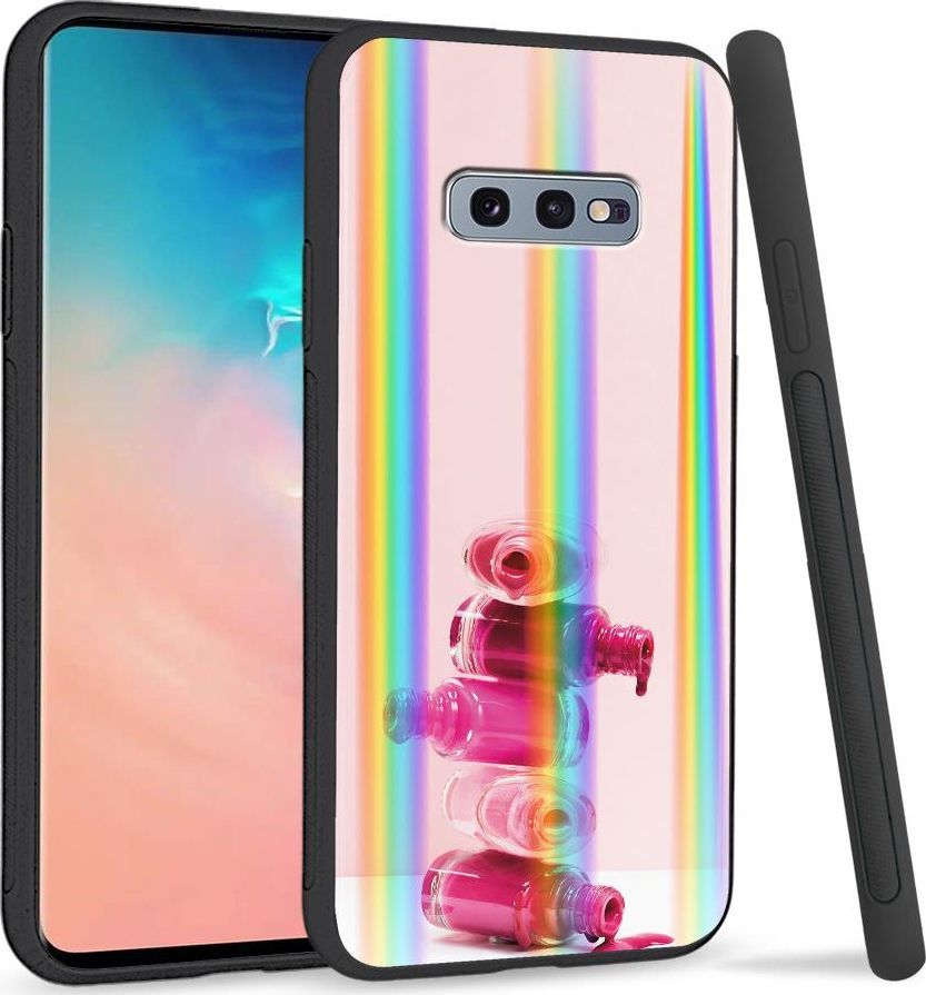 Super Fashion Etui na telefon Samsung S10E Rainbow Case Różowy lakier 1