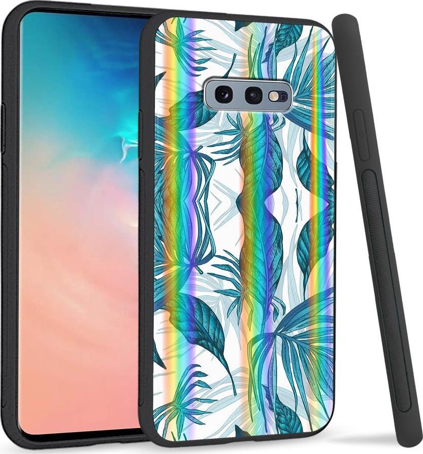 Super Fashion Etui na telefon Samsung S10E Rainbow Case Niebieskie liście 1