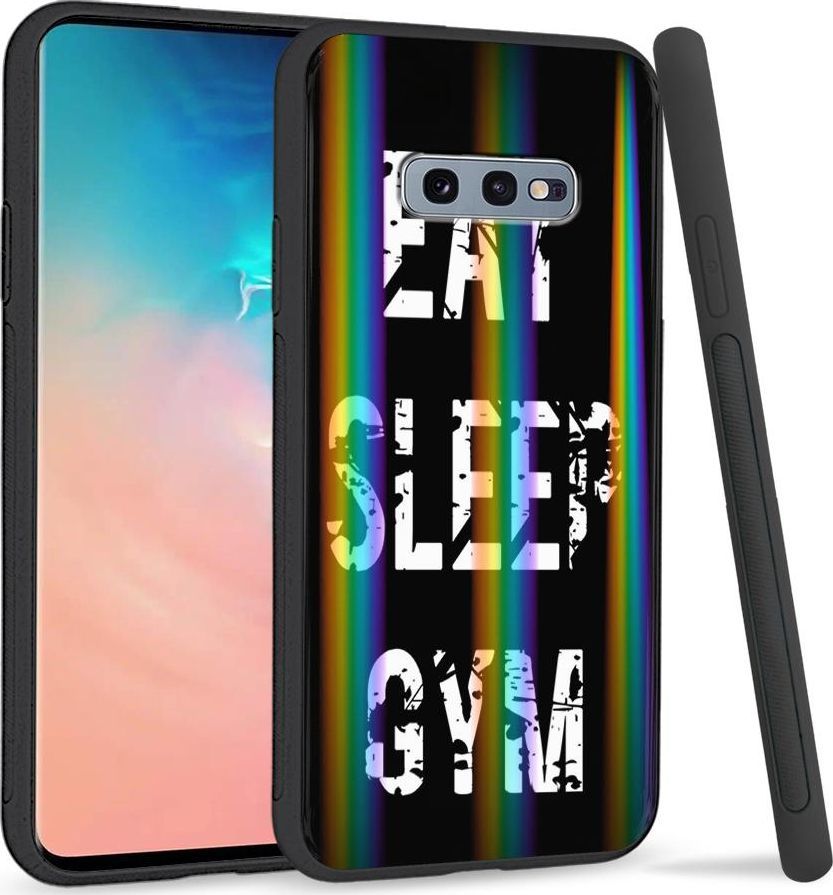 Super Fashion Etui na telefon Samsung S10E Rainbow Case Eat Sleep Gym 1