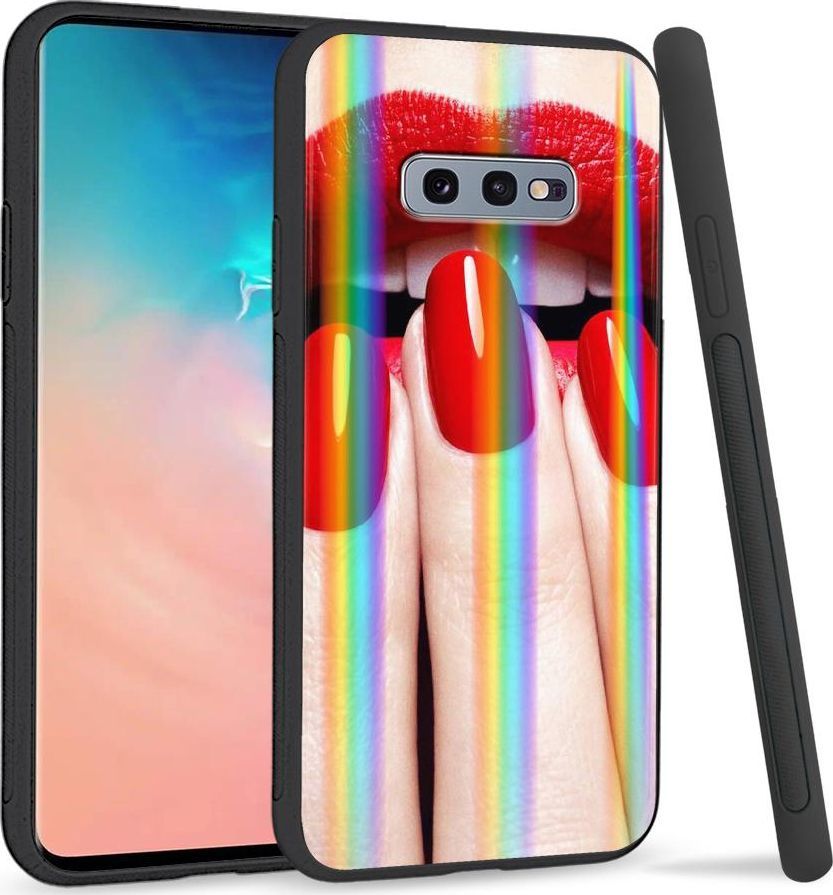 Super Fashion Etui na telefon Samsung S10E Rainbow Case Red Nails 1