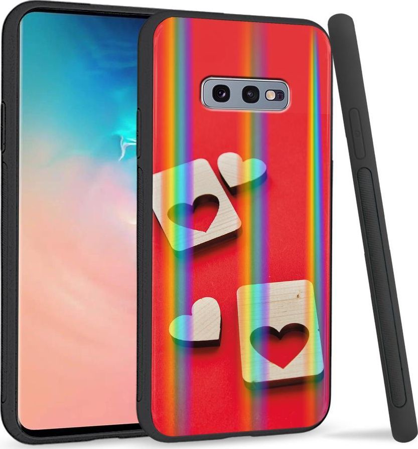 Super Fashion Etui na telefon Samsung S10E Rainbow Case Dwa serca 1