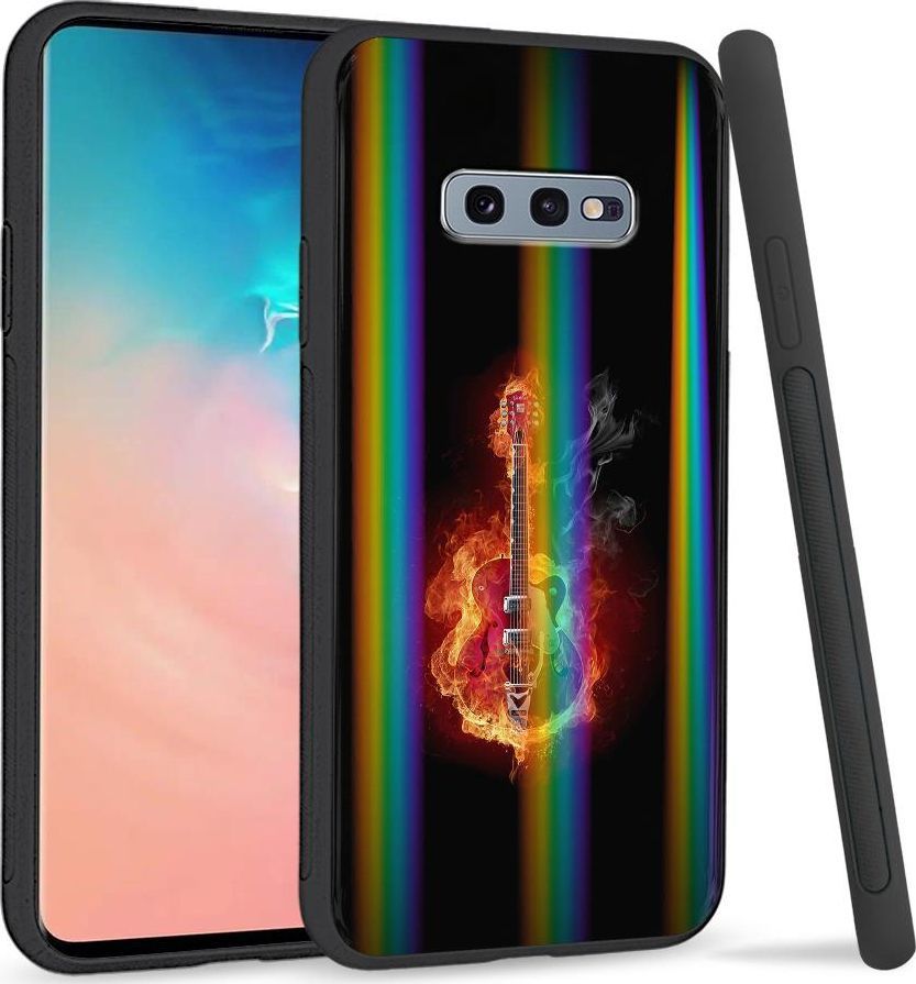 Super Fashion Etui na telefon Samsung S10E Rainbow Case Burning Guitar 1
