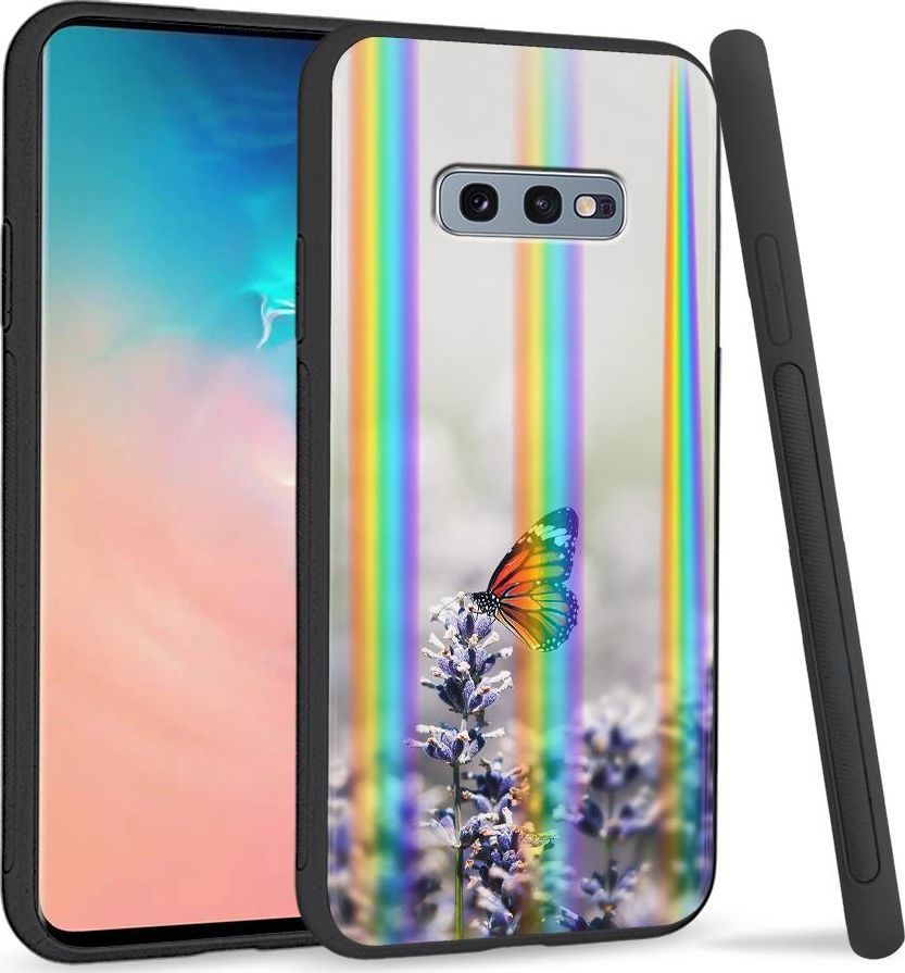 Super Fashion Etui na telefon Samsung S10E Rainbow Case Motyl 1