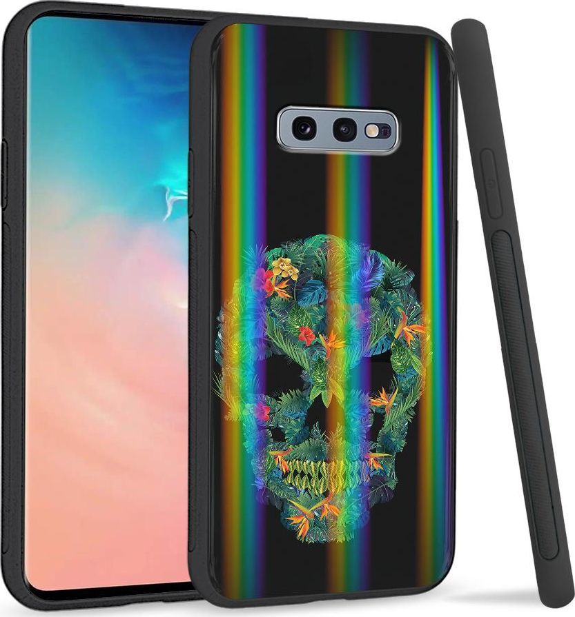 Super Fashion Etui na telefon Samsung S10E Rainbow Case Czaszka z roślin 1