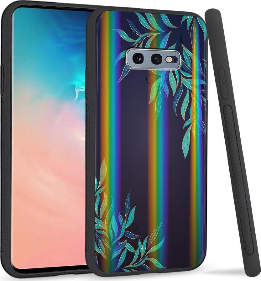 Super Fashion Etui na telefon Samsung S10E Rainbow Case Ramka z lisci 1
