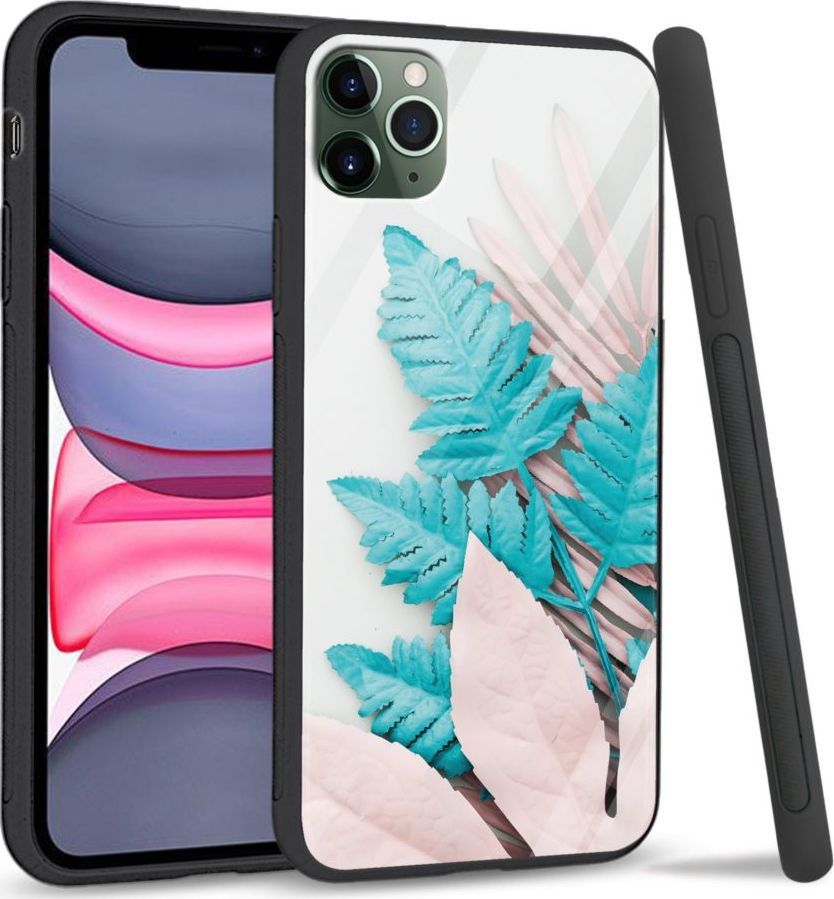 Super Fashion Etui na telefon Apple Iphone 11 Premium Case Blue white leaf 1