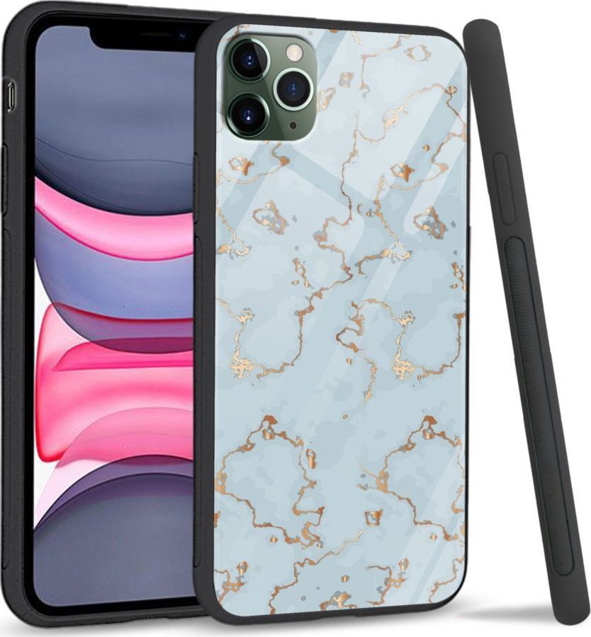 Super Fashion Etui na telefon Apple Iphone 11 Premium Case Golden blue granite 1