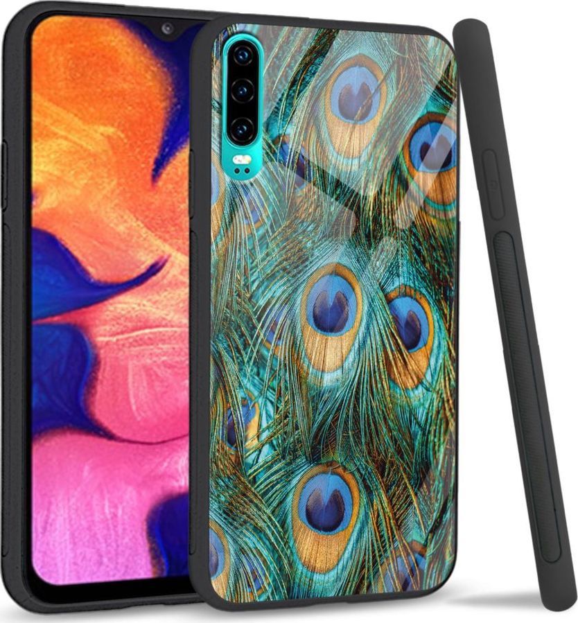 Super Fashion Etui na telefon Huawei P30 Premium Case Peacock Feather Bunch 1