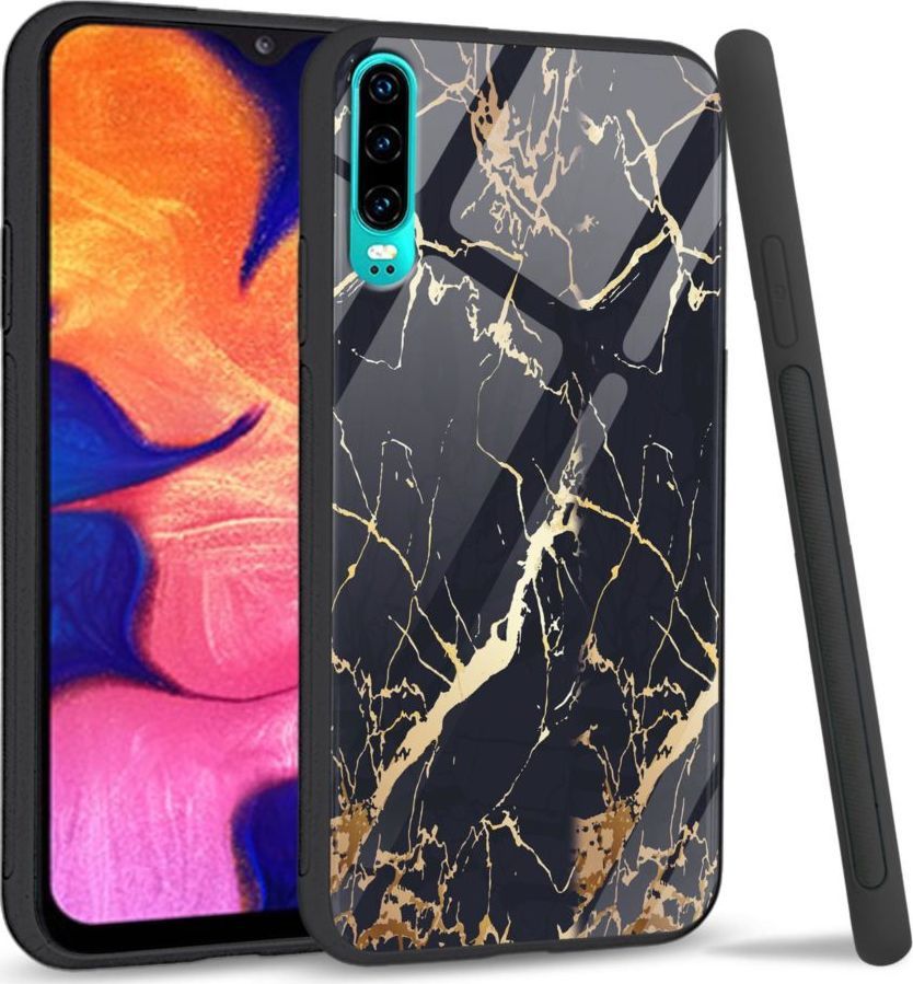 Super Fashion Etui na telefon Huawei P30 Premium Case Black gold granite 1