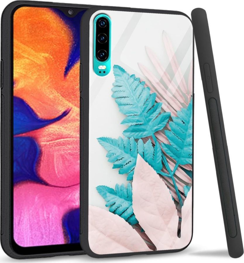 Super Fashion Etui na telefon Huawei P30 Premium Case Blue white leaf 1