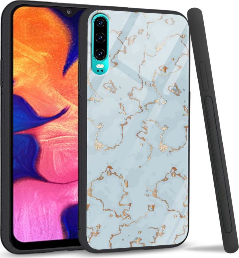 Super Fashion Etui na telefon Huawei P30 Premium Case Golden blue granite 1
