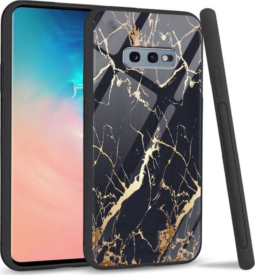 Super Fashion Etui na telefon Samsung Galaxy S10E Premium Case Black gold granite 1