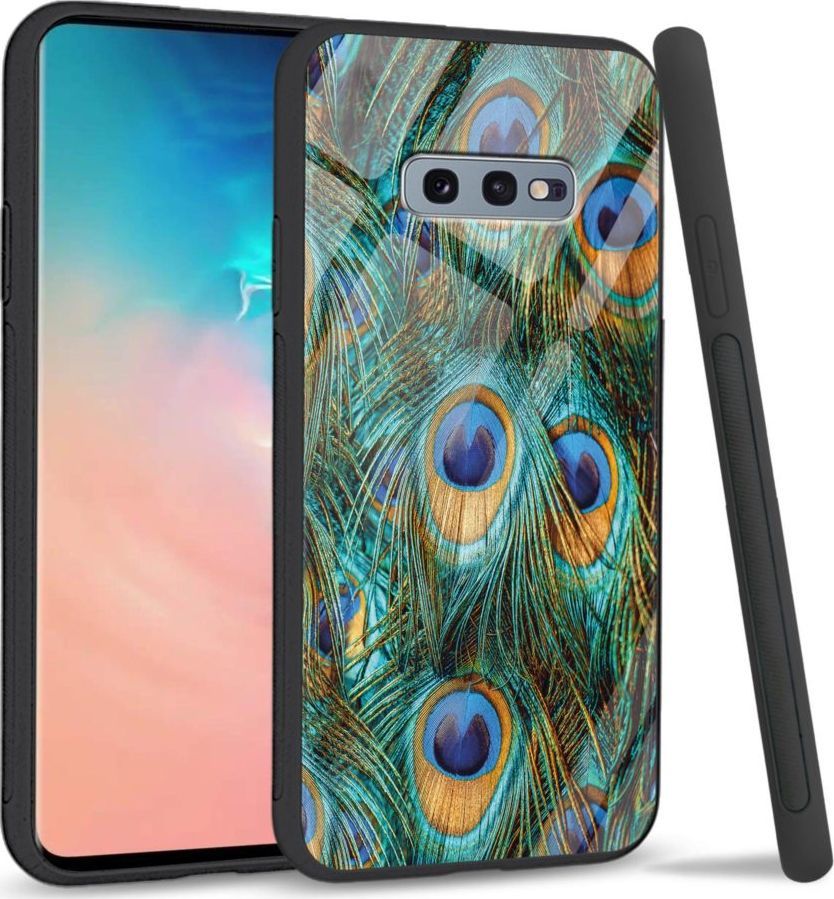 Super Fashion Etui na telefon Samsung Galaxy S10E Premium Case Peacock Feather Bunch 1