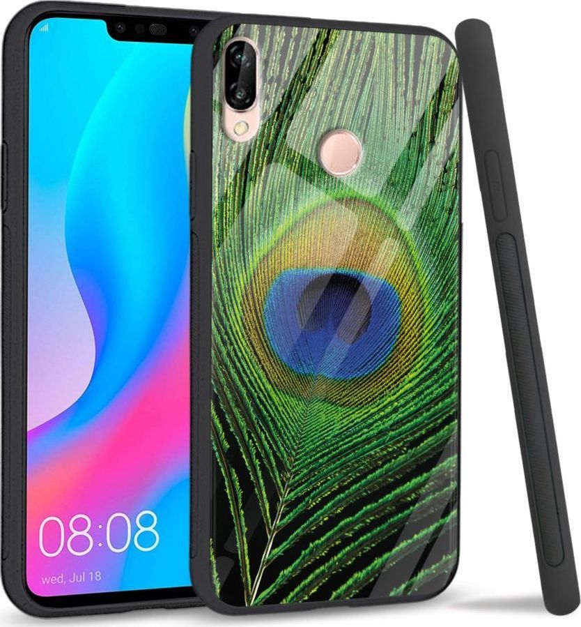 Super Fashion Etui na telefon Huawei P20 Lite 2019 Premium Case Peacock Feather 1