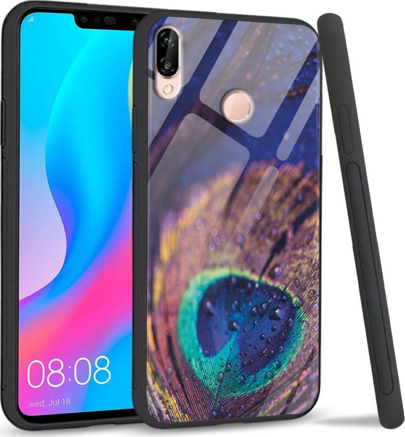 Super Fashion Etui na telefon Huawei P20 Lite 2019 Premium Case Peacock Feather Closeup 1