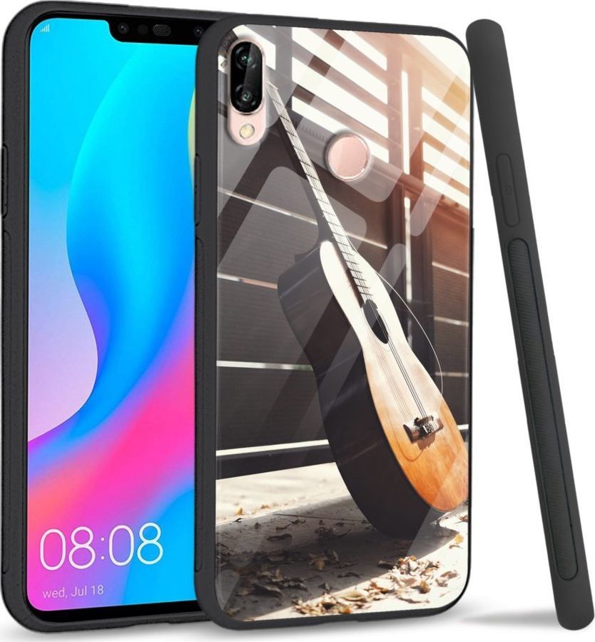Super Fashion Etui na telefon Huawei P20 Lite 2019 Premium Case Wooden Guitar 1