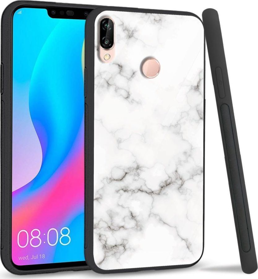 Super Fashion Etui na telefon Huawei P20 Lite 2019 Premium Case White granite 1