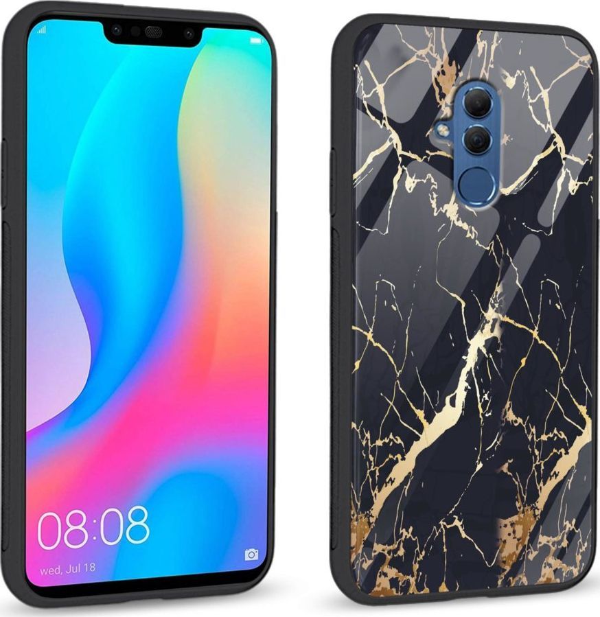 Super Fashion Etui na telefon Huawei Mate 20 Lite Premium Case Black gold granite 1