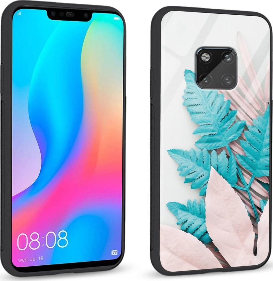 Super Fashion Etui na telefon Huawei Mate 20 Pro Premium Case Blue white leaf 1