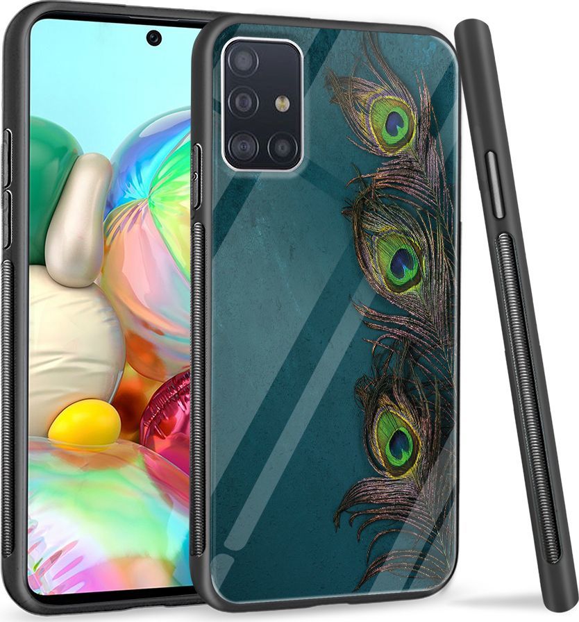 Super Fashion Etui na telefon Samsung Galaxy A71 Premium Case Three Peacock Feathers 1